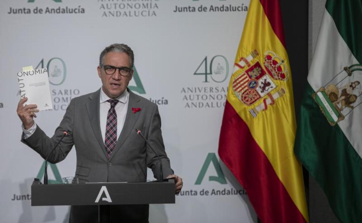 El consejero de Presidencia de la Junta de Andalucía, Elías Bendodo