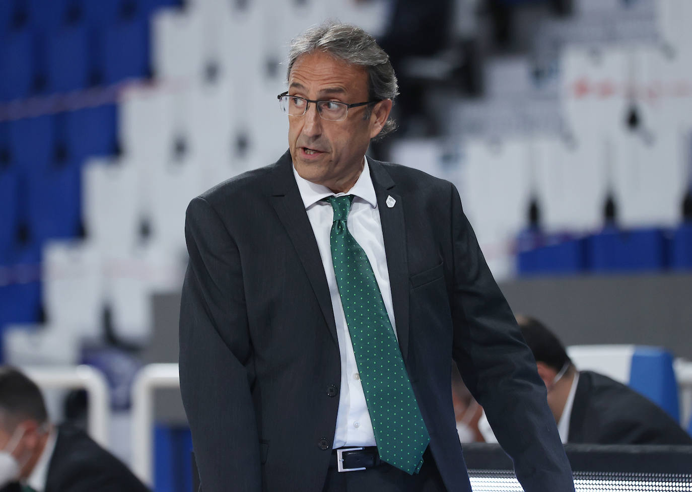 Luis Casimiro, entrenador del Unicaja, durante el partido contra el Brescia.