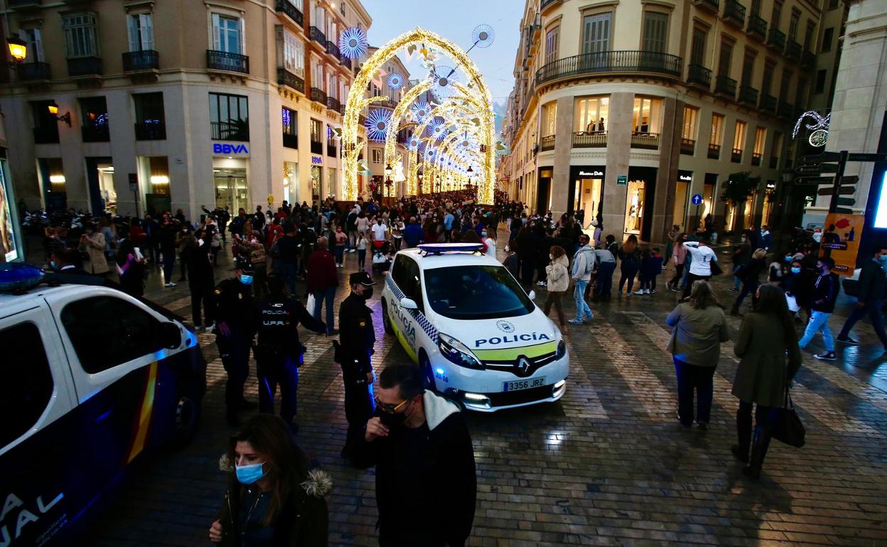 Refuerzo de la presencia policial en la calle Larios