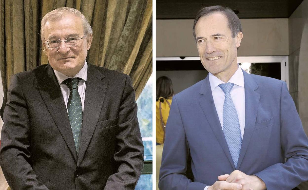 Manuel Azuaga y Manuel Menéndez, presidente de Unicaja y consejero delegado de Liberbank. 