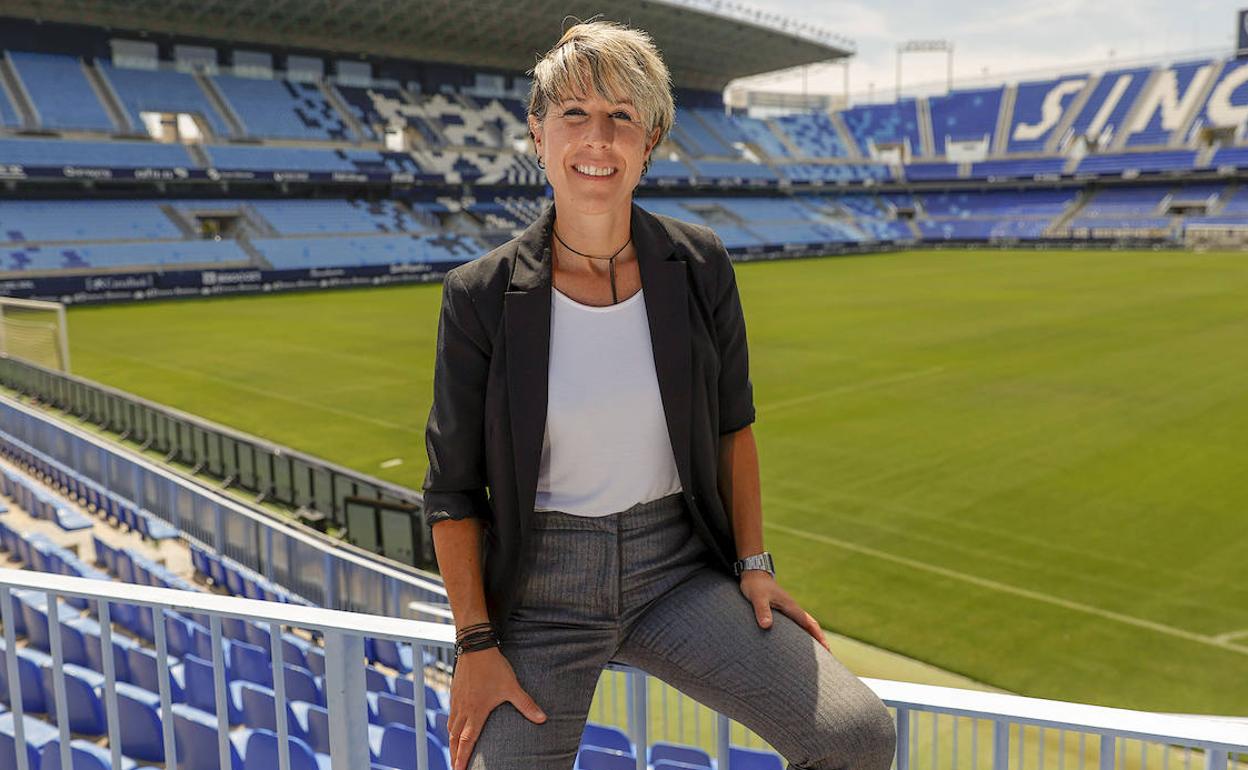 Nati Gutiérrez, en el estadio de La Rosaleda.