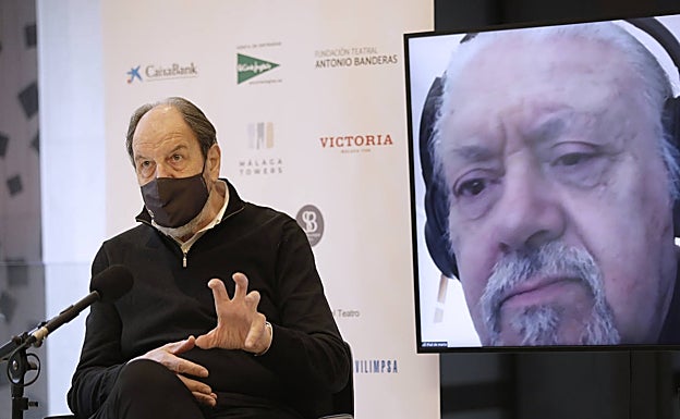 Pou, en la rueda de prensa junto al director Mario Gas, que intervino por videoconferencia. 