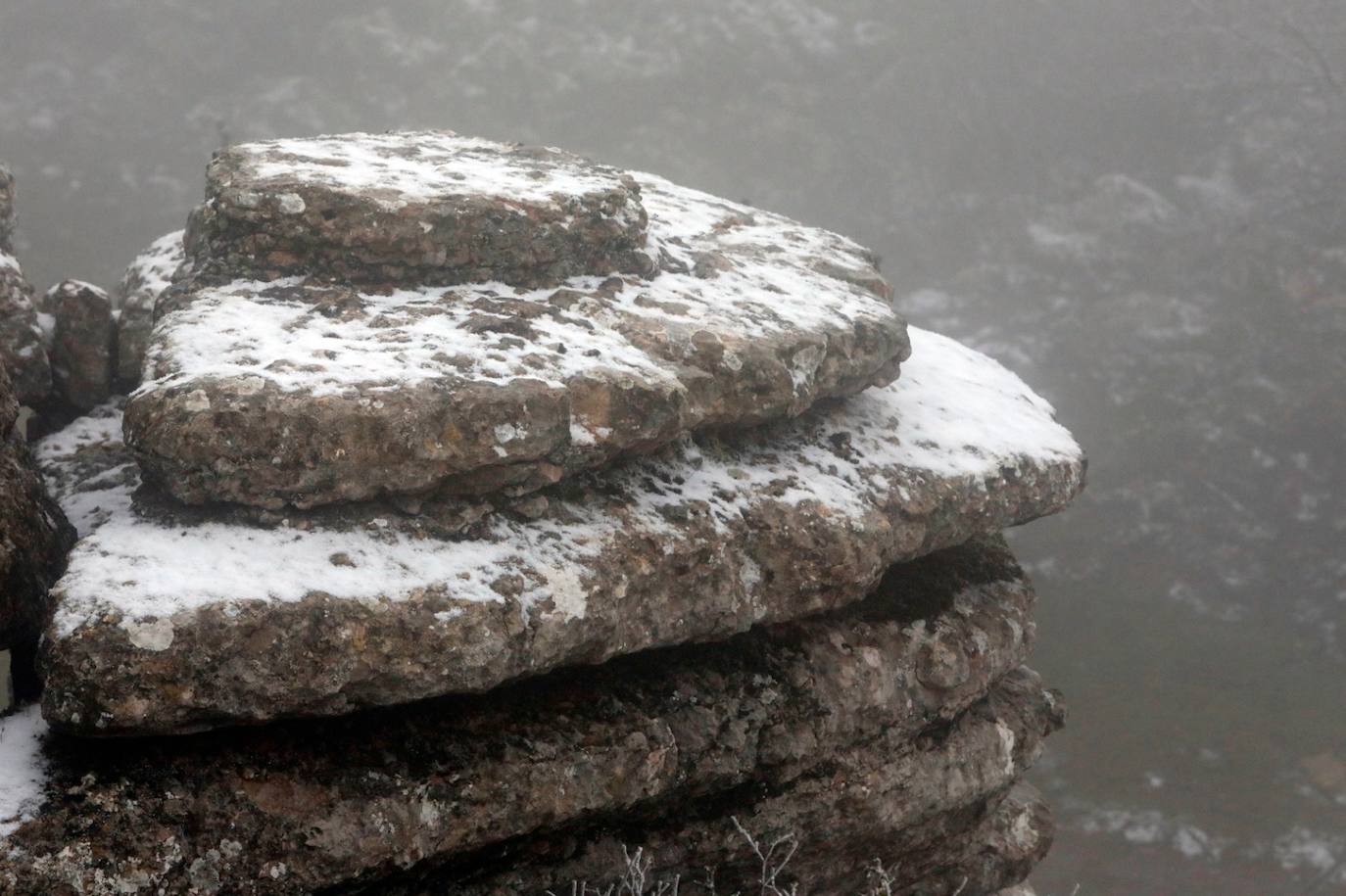 Nieve en el Torcal de Antequera este domingo