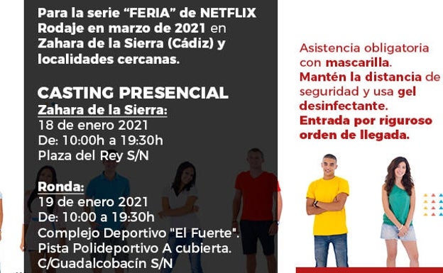 Anuncio de la empresa Son de Casting para las pruebas de figurantes.