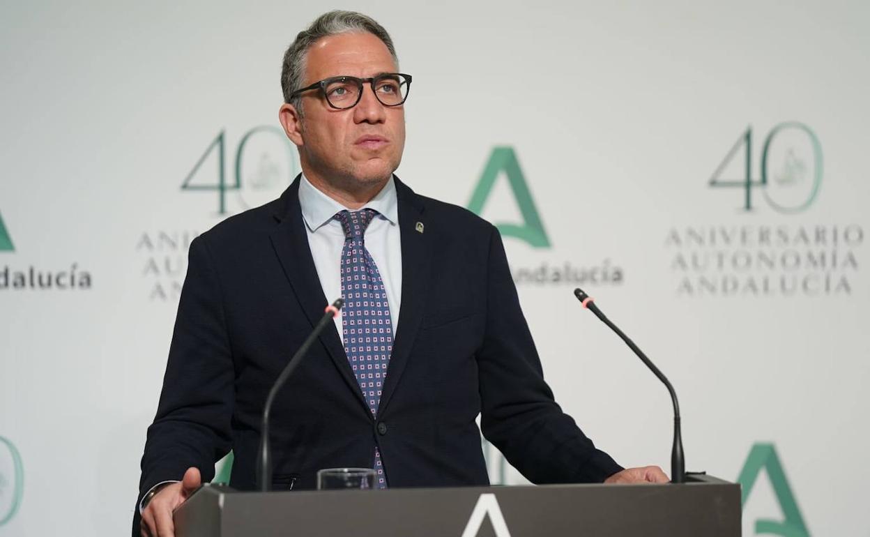 Elías Bendodo, este miércoles, durante la rueda de prensa.