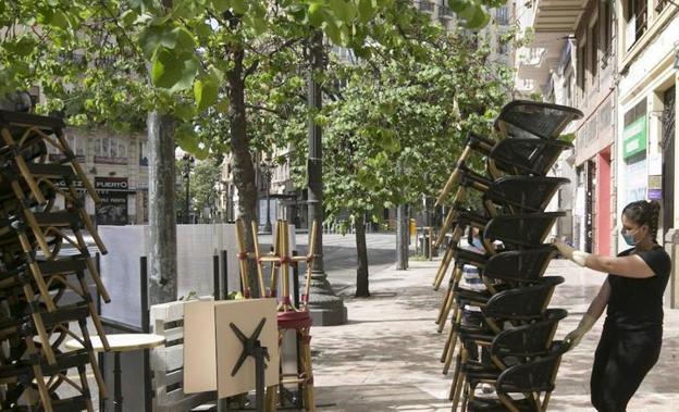 Terraza de un local de la plaza del Ayuntamiento. 