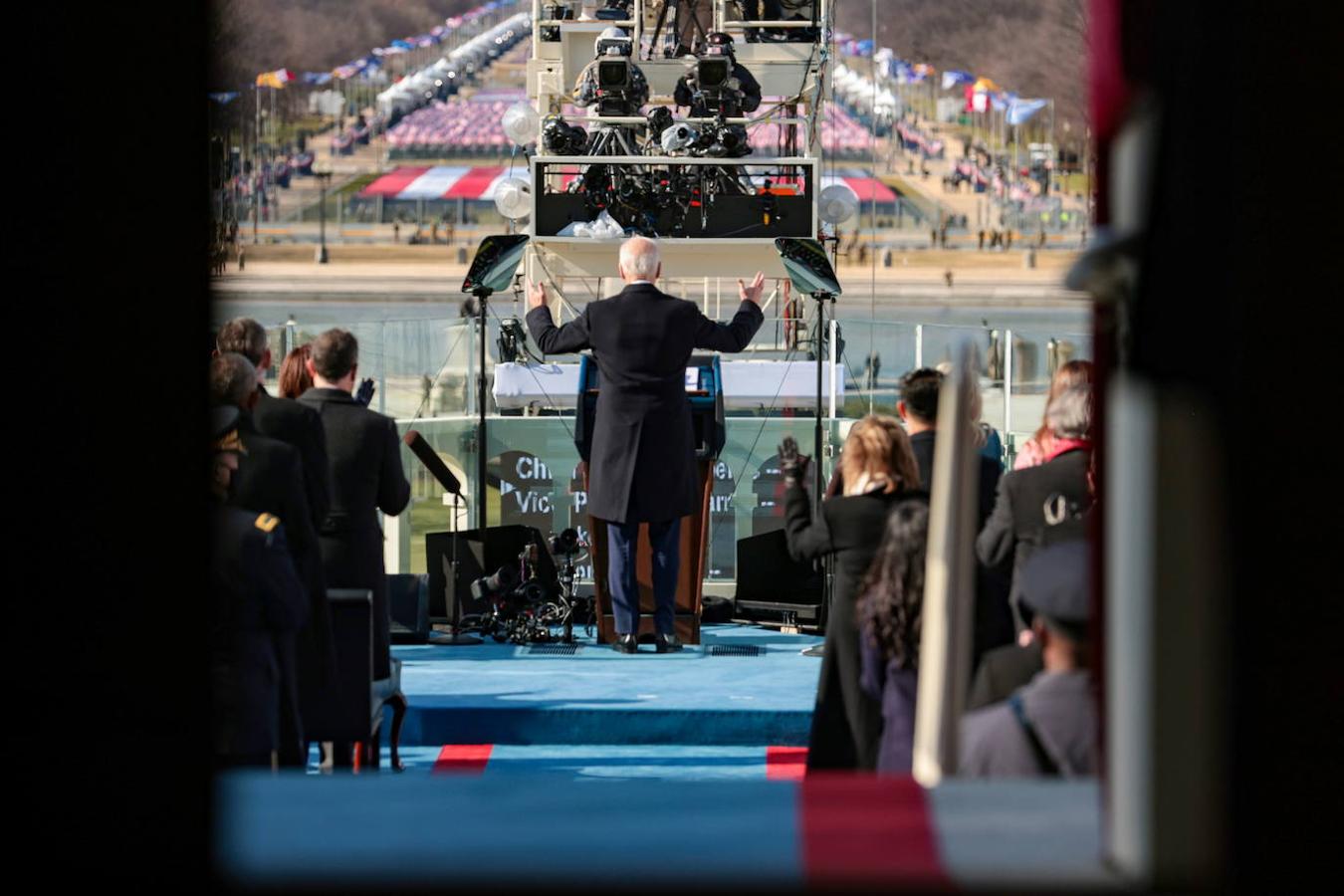 El presidente de los Estados Unidos, Joe Biden, pronuncia su discurso de inauguración en el frente oeste del Capitolio de los Estados Unidos en Washington.