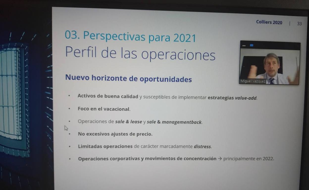 Un momento de la presentación del informe de inversión hotelera de Colliers Spain. 
