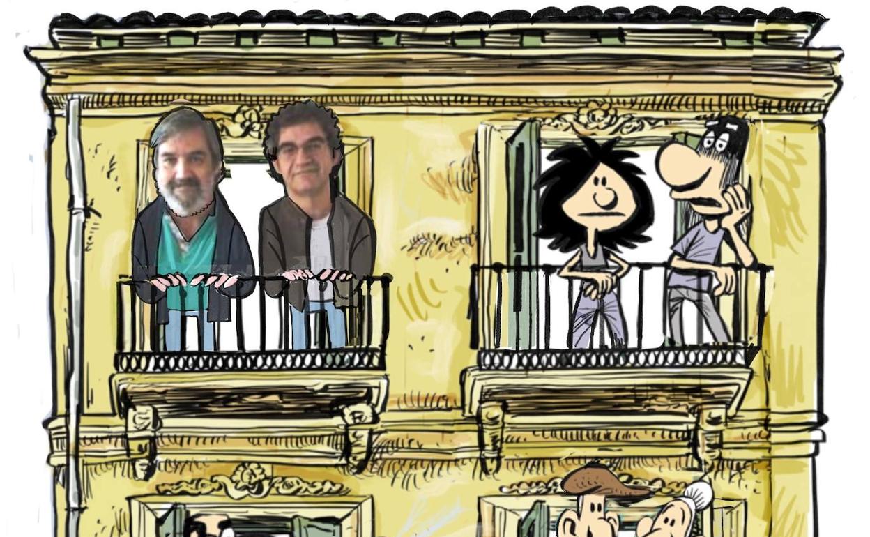 Ángel y Pachi Idígoras se asoman a unos de los balcones con los que nos han contado la pandemia.