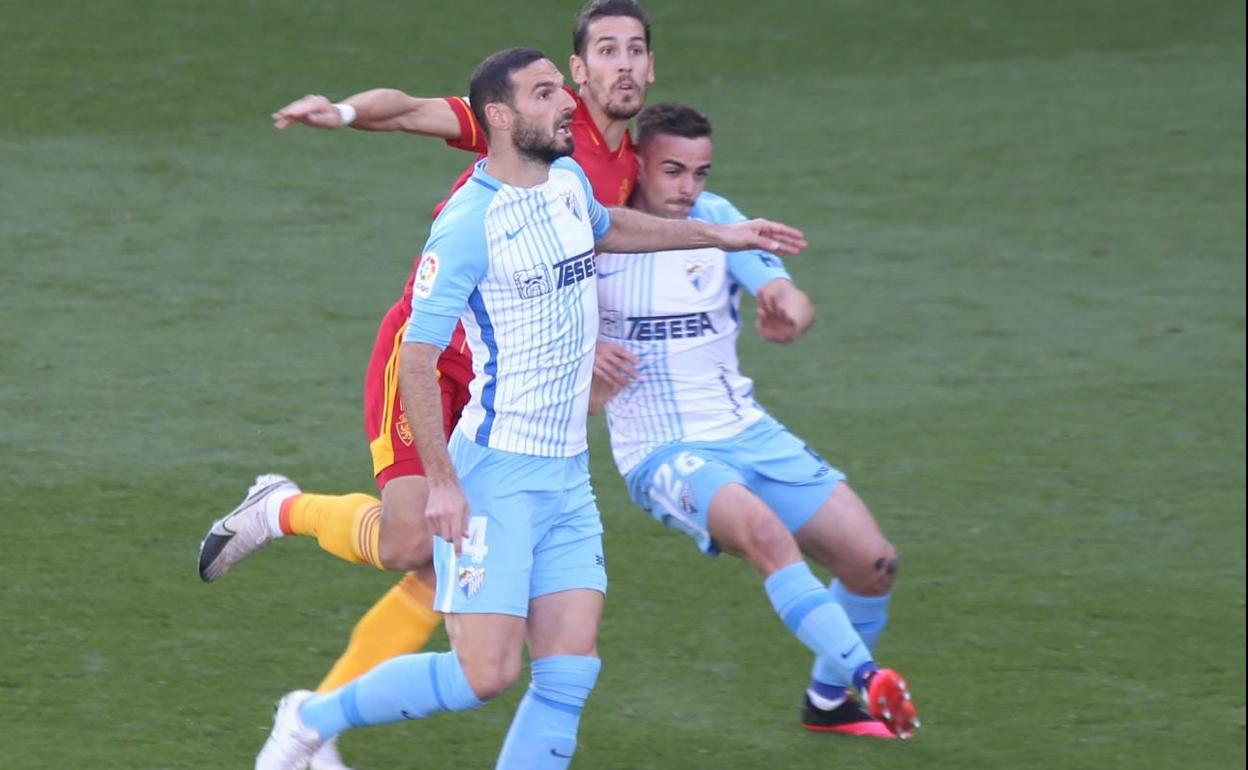 Lombán, en el partido de esta tarde. 