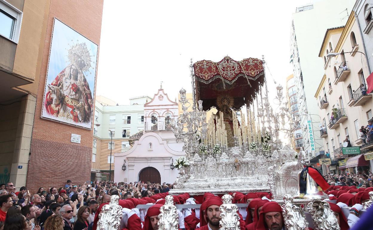 Salida procesional de la Virgen de Zamarrilla en la Semana Santa de 2017.