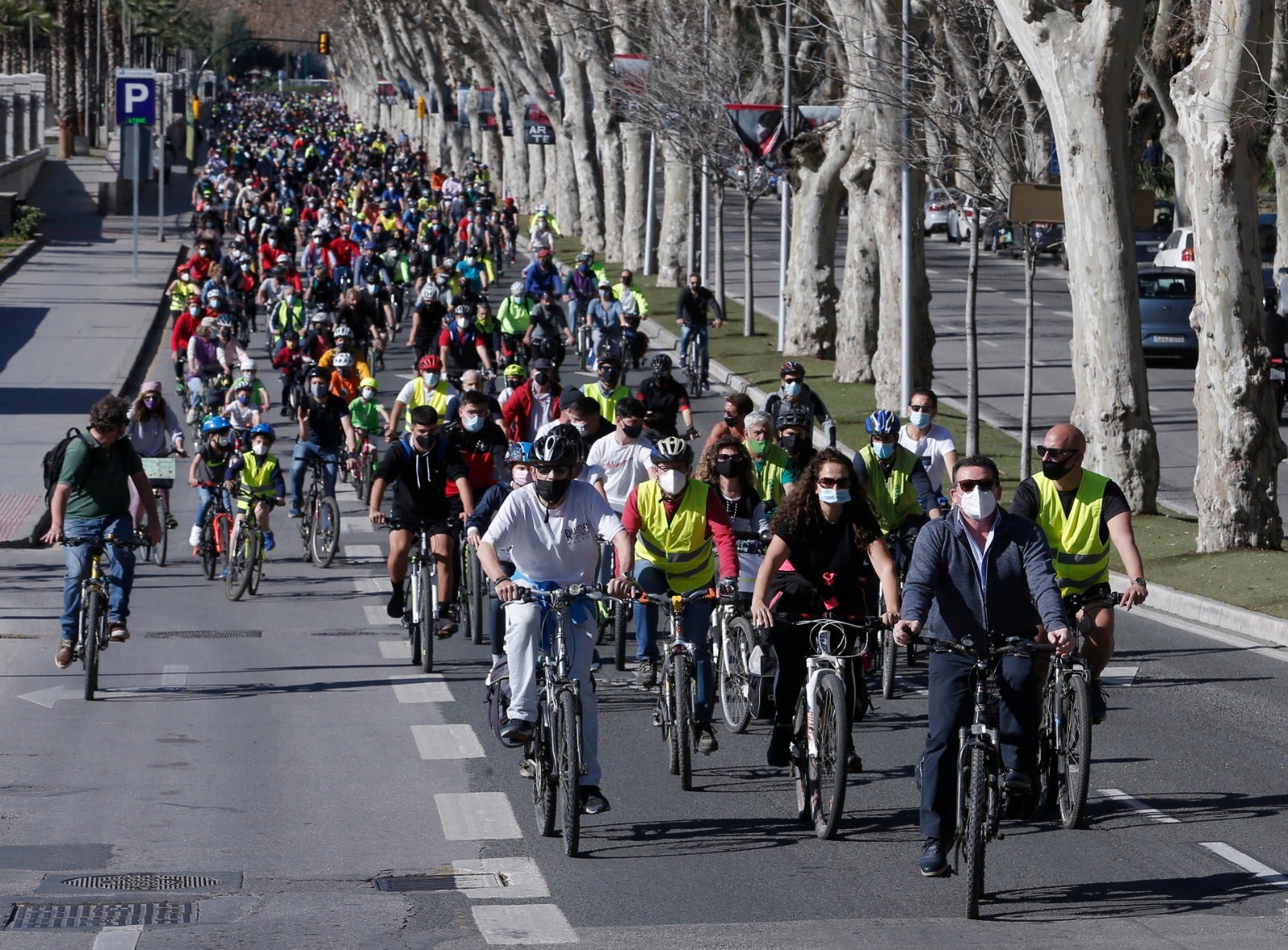 Más de un millar de ciclistas reclaman carriles bici segregados del tráfico durante una 'bicifestación' celebrada en la capital