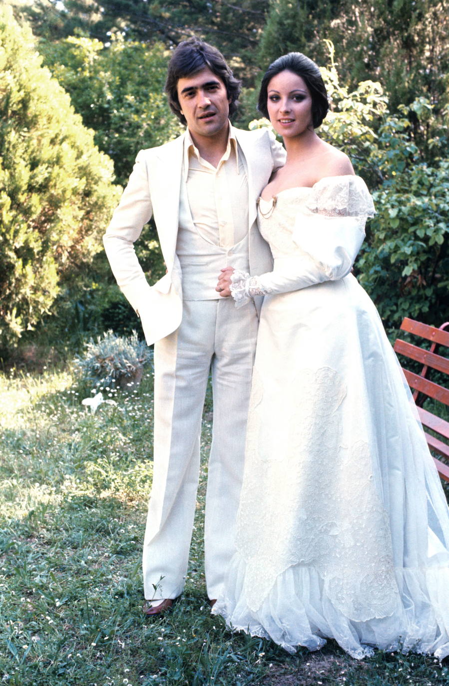 El día de su boda con Patxi Andion, en 1976.