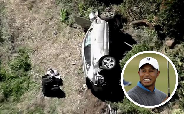 Estado en el que quedó el vehículo del jugador de golf Tiger Woods tras el accidente de tráfico. 