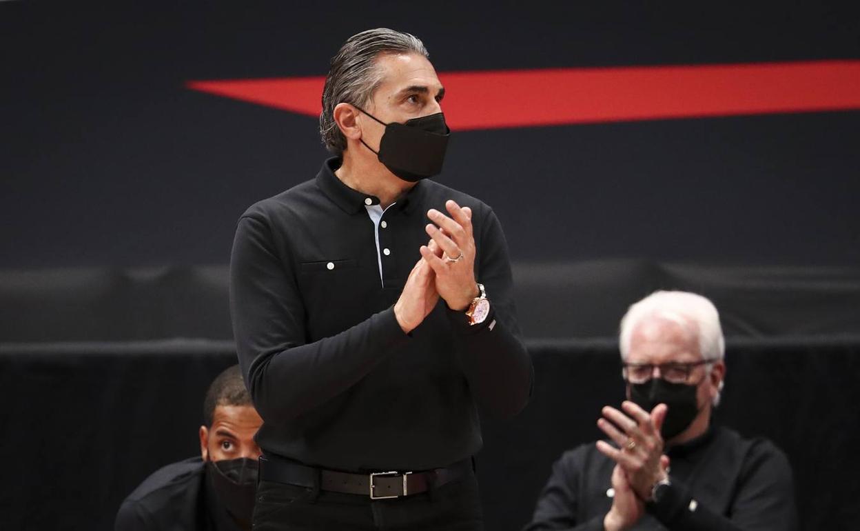 Sergio Scariolo, durante el partido ante los Rockets de Houston disputado anoche. 