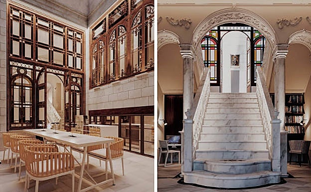 Recreaciones del interior del futuro establecimiento hotelero. 