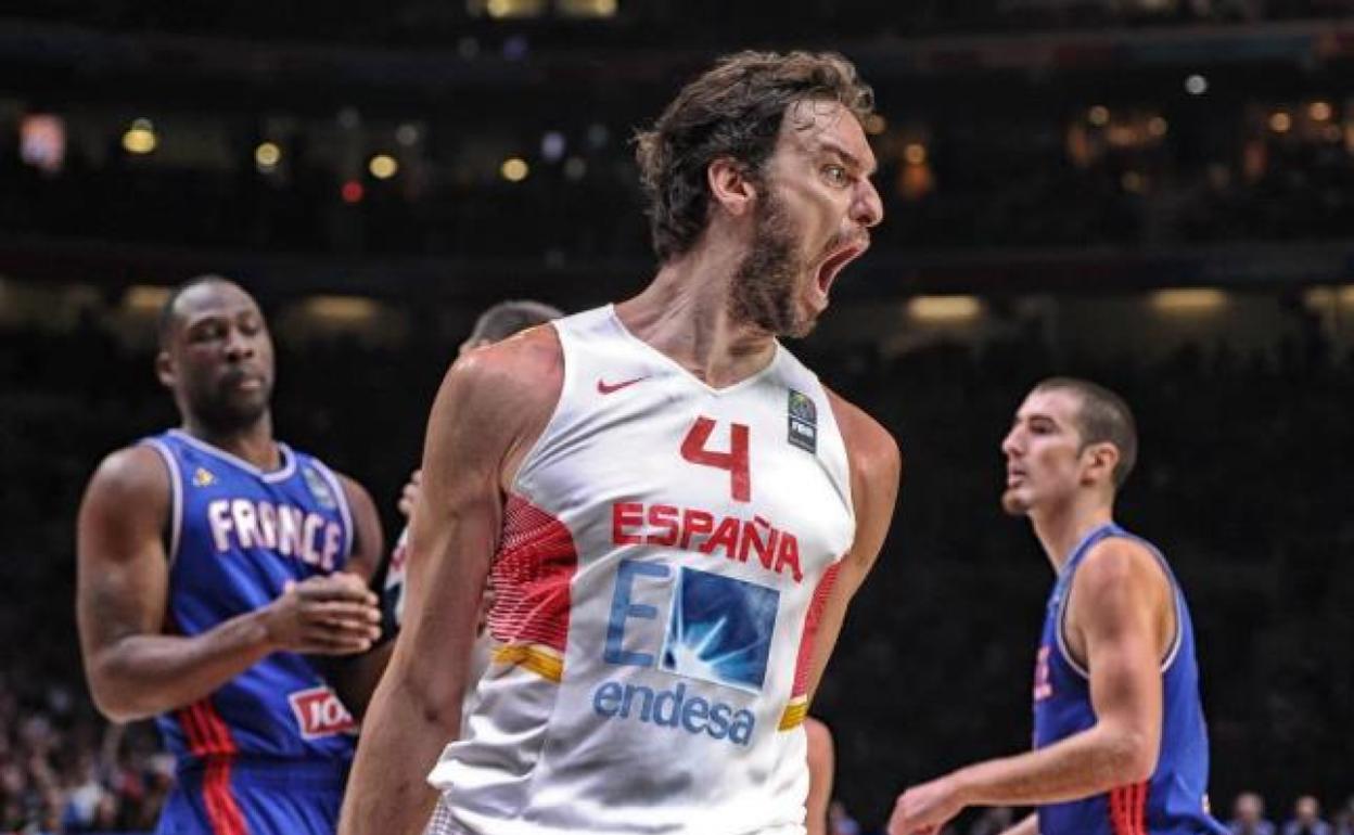 Pau Gasol, con gesto de rabia, durante un Francia-España en el Europeo de 2015. 