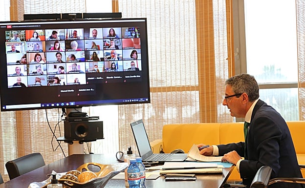 Francisco Salado, durante la celebración del pleno telemático.