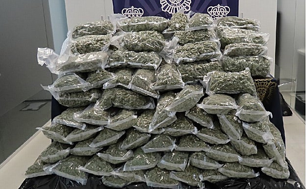 Imagen de la marihuana incautada por la Policía Nacional en Algarrobo. 