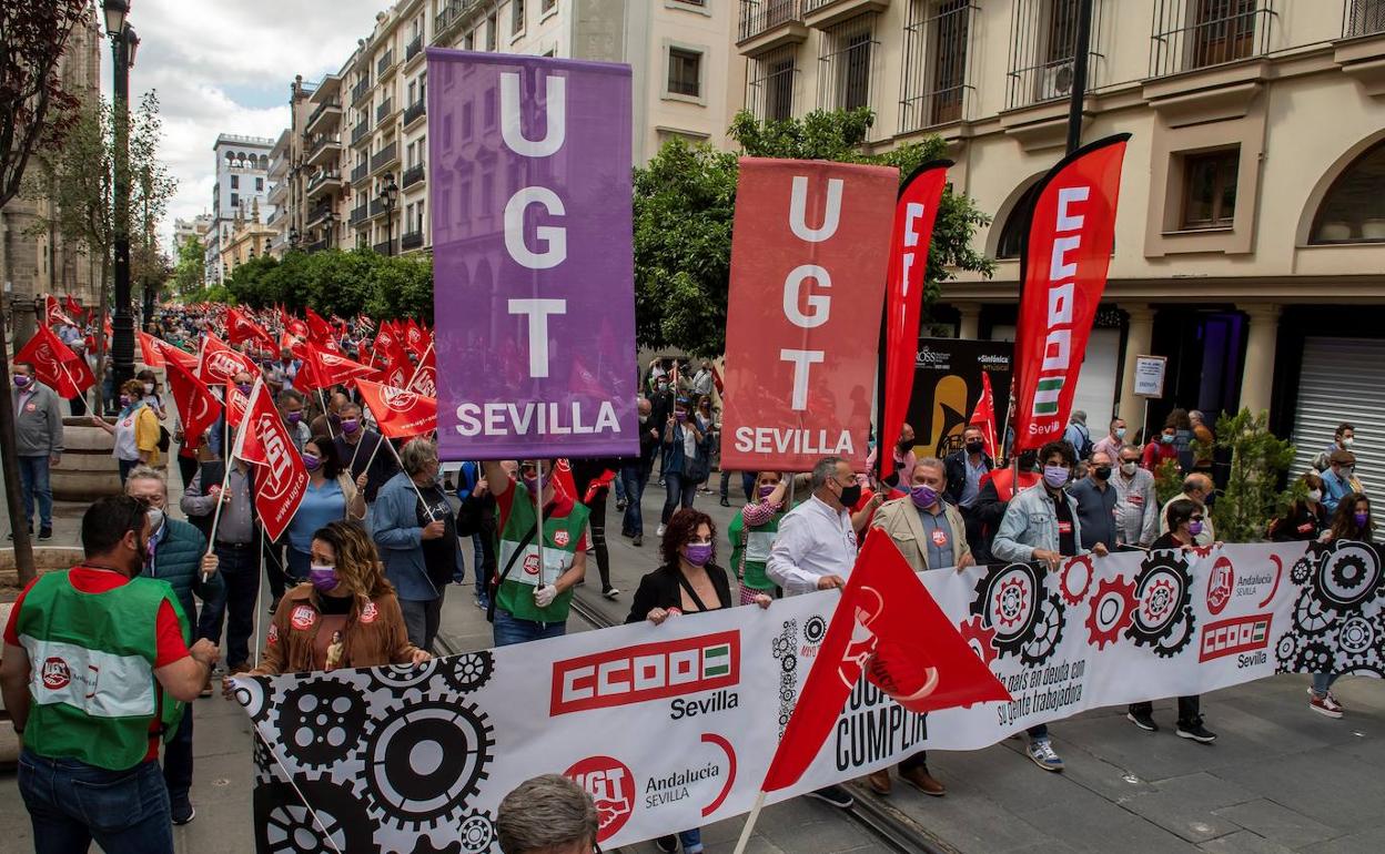 Manifestación del Primero de Mayo, Día Internacional del Trabajador, que se ha celebrado en Sevilla.