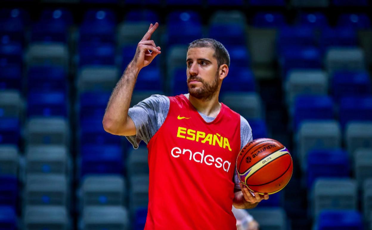 Quino Colom, durante un entrenamiento con la selección española en Málaga. 