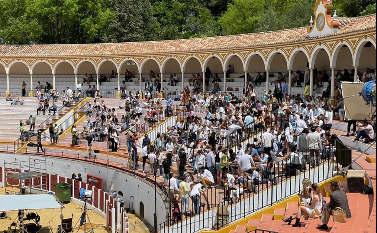 El coso antequerano, durante la grabación, con trescientos extras. Paco Peramos