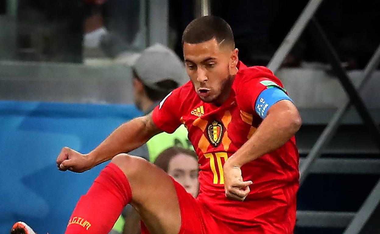 Eden Hazard, en un partido de la selección belga. 