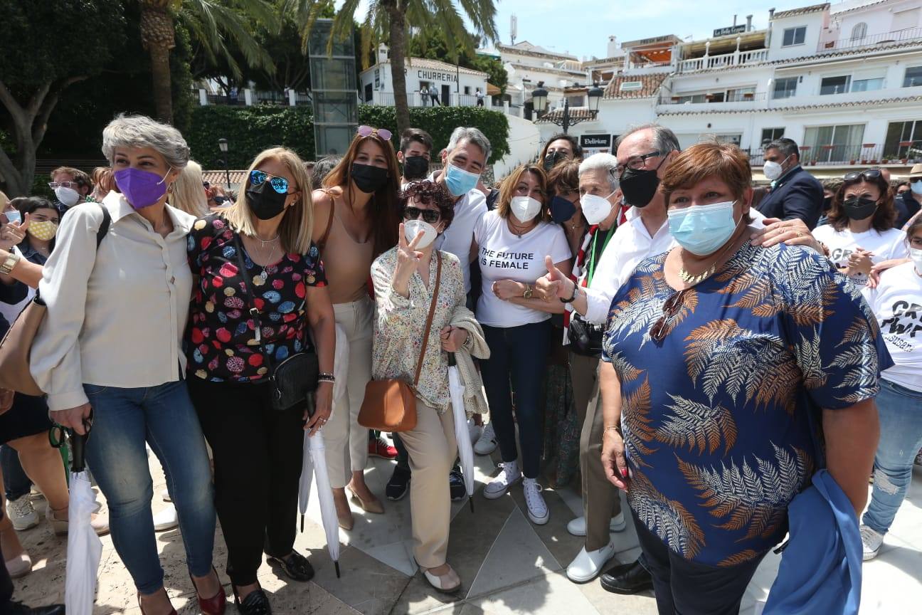 La secretaria general del PSOE en Andalucía y candidata a las primarias del próximo 13 de junio evita pronunciarse sobre los posibles indultos a los condenados del 'procés' durante un acto celebrado hoy con militantes 