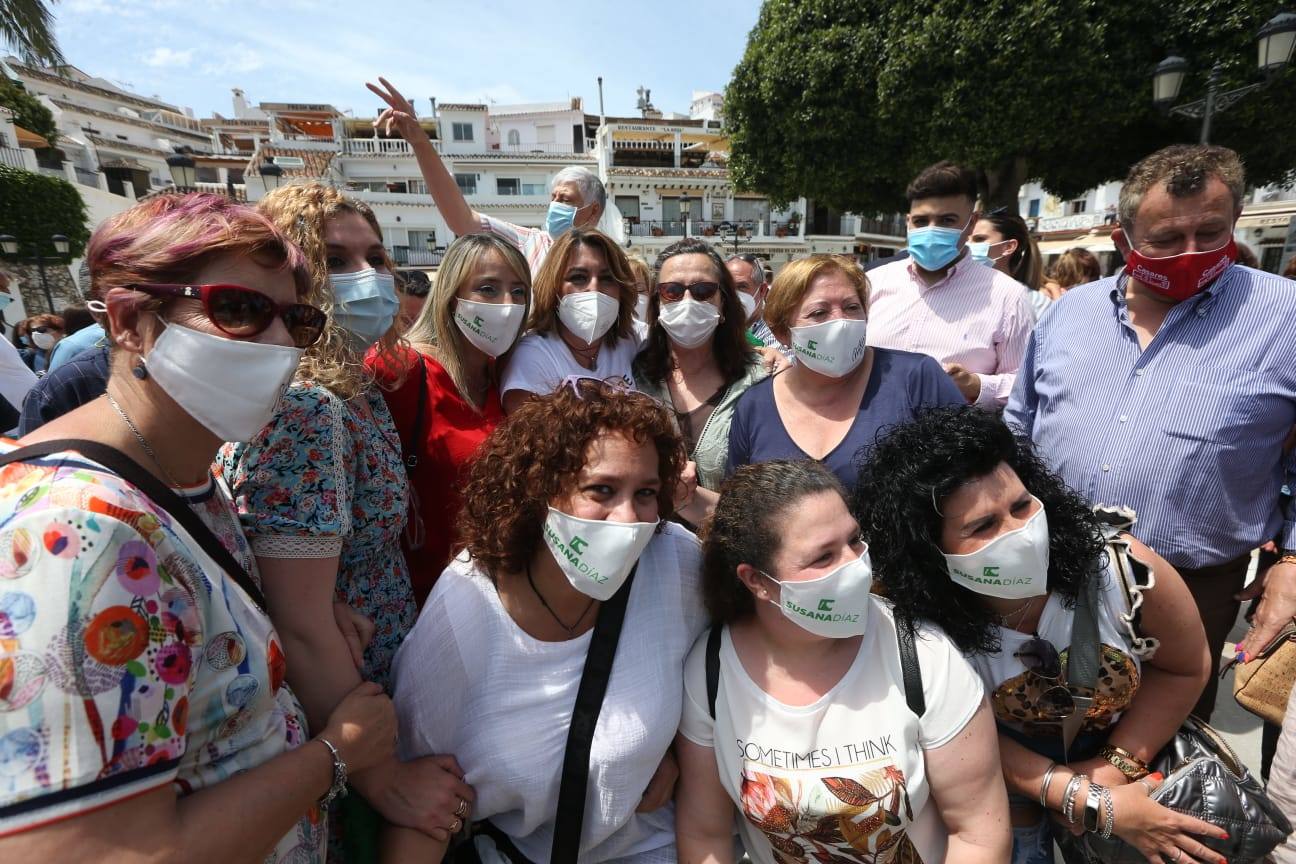 La secretaria general del PSOE en Andalucía y candidata a las primarias del próximo 13 de junio evita pronunciarse sobre los posibles indultos a los condenados del 'procés' durante un acto celebrado hoy con militantes 