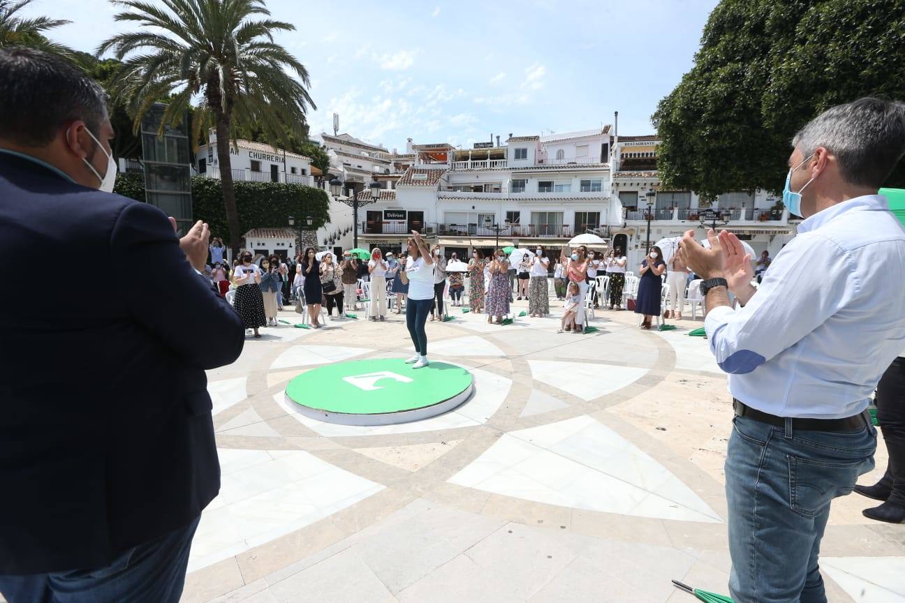 La secretaria general del PSOE en Andalucía y candidata a las primarias del próximo 13 de junio evita pronunciarse sobre los posibles indultos a los condenados del 'procés' durante un acto celebrado hoy con militantes 