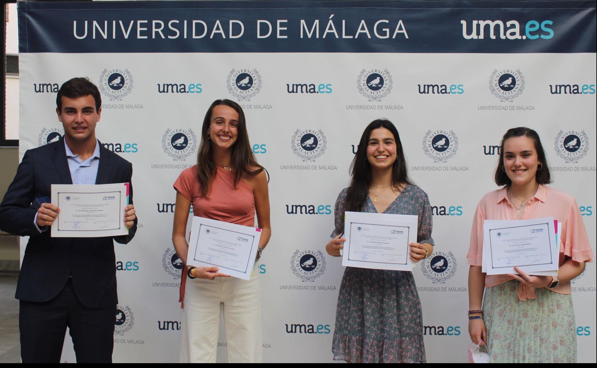 Alejandro Salvador, Patricia Galache, Laura Romero y Carmen Gaitán, cuatro de las mejores notas de admisión en la UMA. 