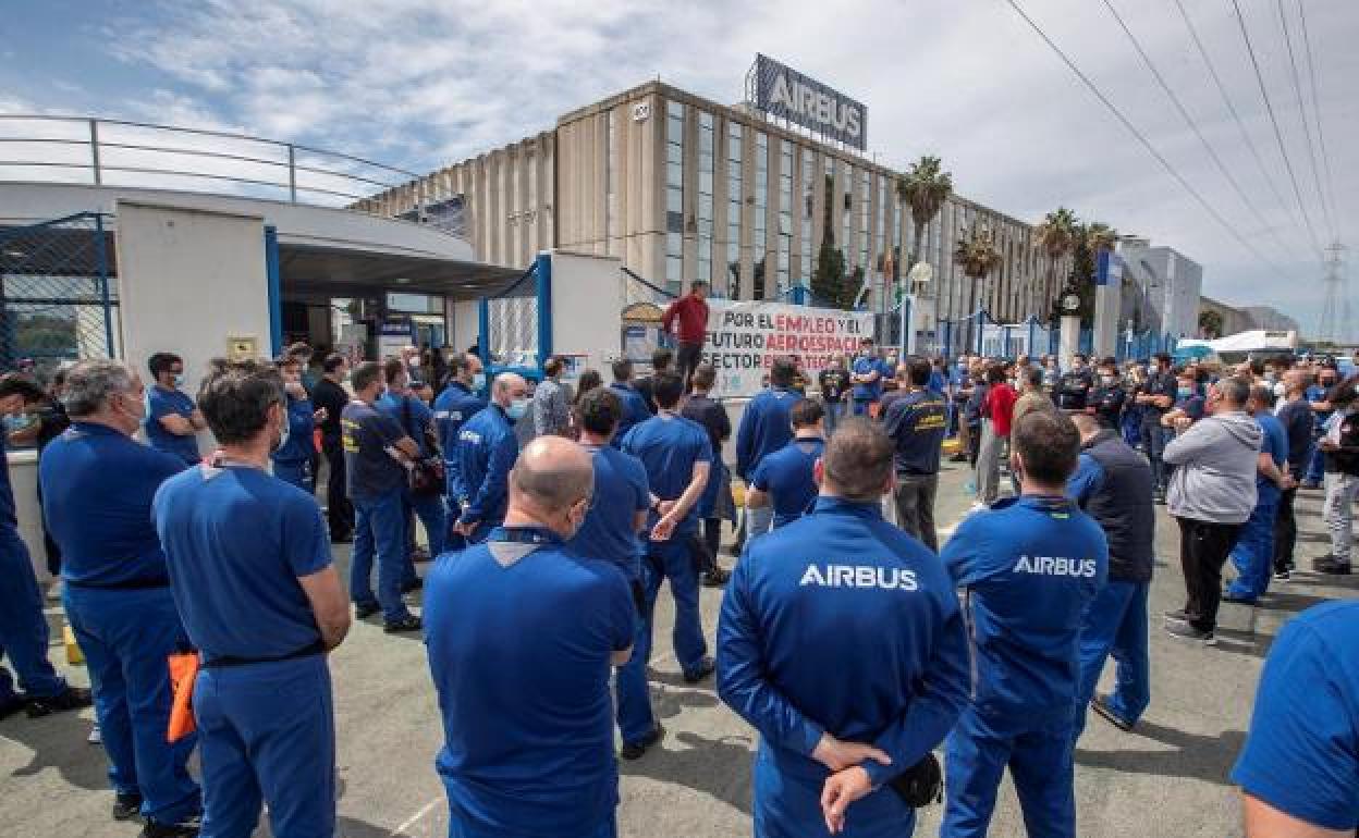 Imagen de una protesta de los empleados de Airbus. 