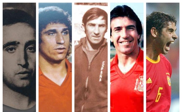 Chuzo, Esteban, Migueli, Juanito y Fernando Hierro. 