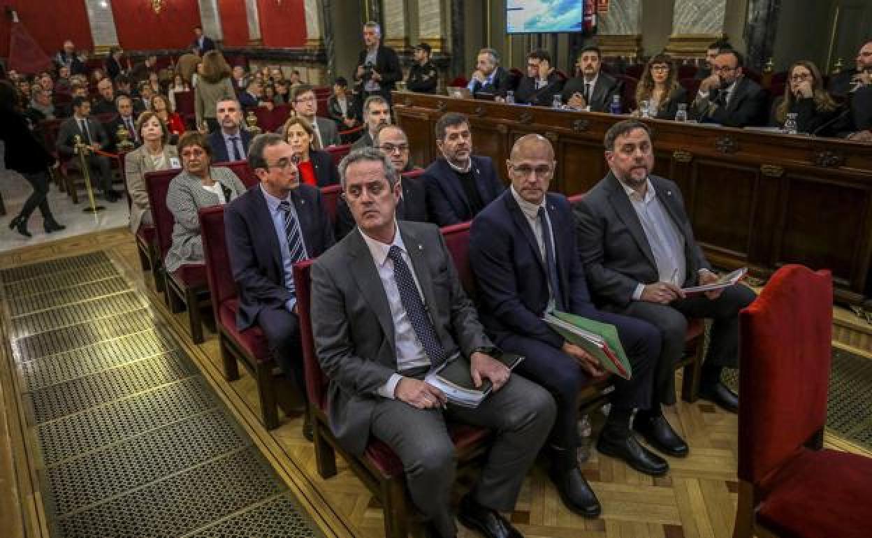 Imagen de los condenados durante una de las sesiones del juicio celebrado en el Tribunal Supremo.