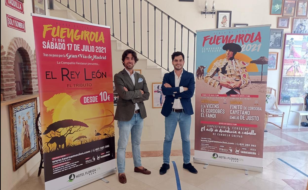 Nacho de la Viuda y Gerardo Pérez, de Tauroemoción, durante la presentación de los carteles.