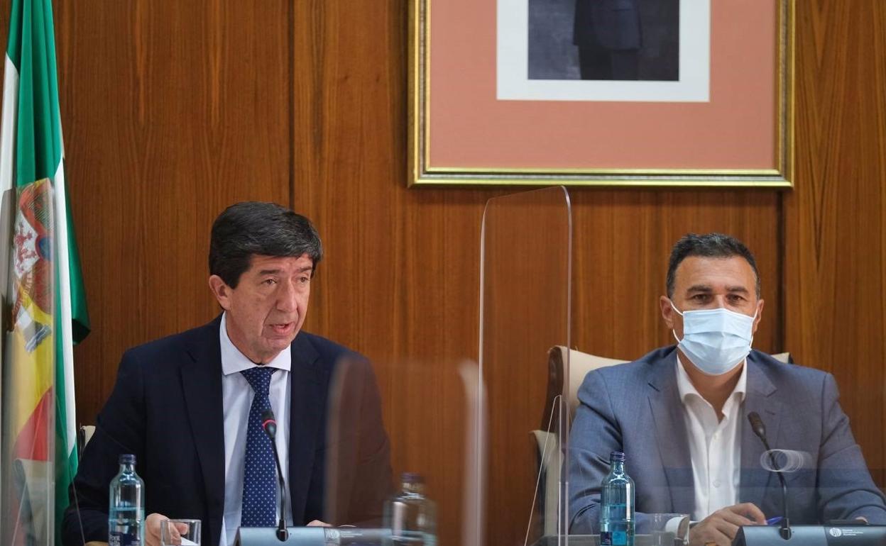 El vicepresidente de la Junta, Juan Marín, en el Parlamento andaluz. 