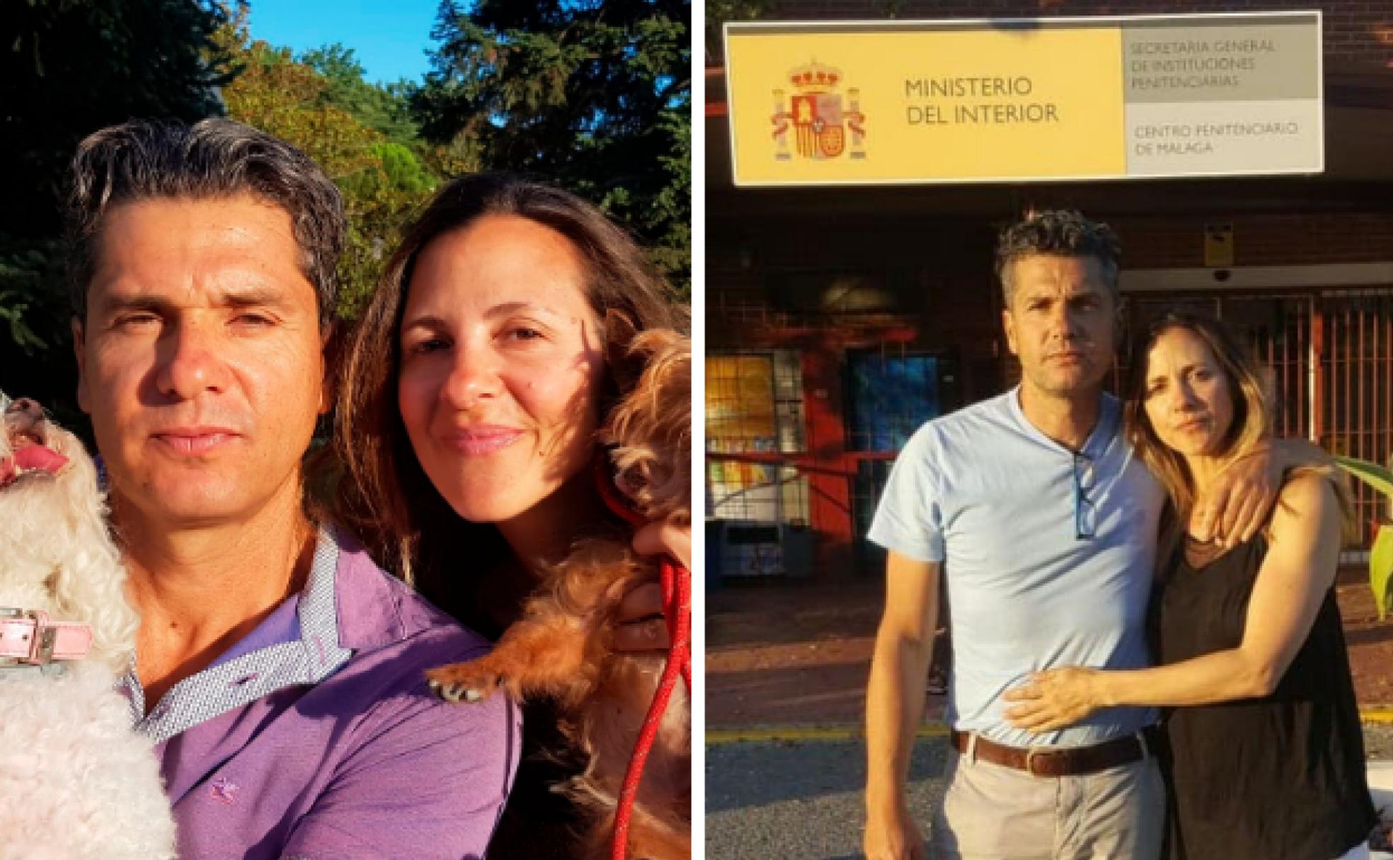 A la izquierda, Isidro y María del Mar en la actualidad. A la derecha, la pareja el día en el que él salió de la cárcel. 