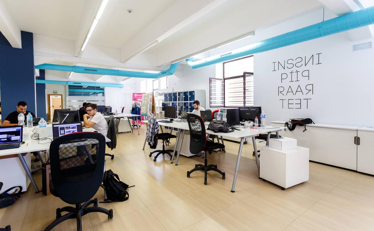 Emprendedores trabajando en el 'coworking' de La Farola.