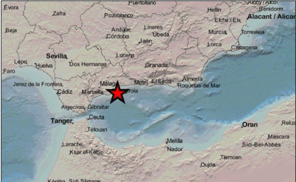 Localización del epicentro del terremoto de Torremolinos