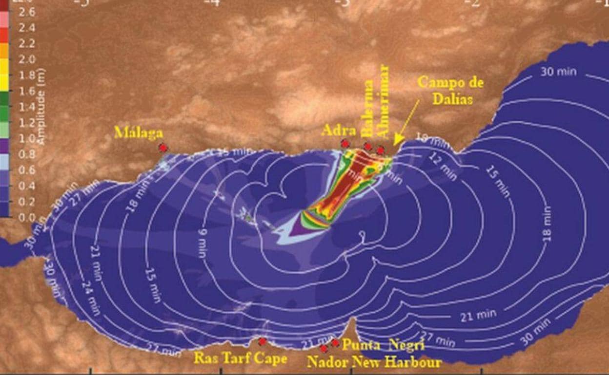 Modelo de propagación del tsunami en el litoral andaluz .