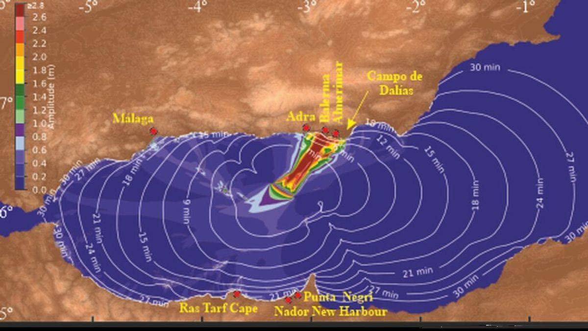 Modelo de propagación del tsunami en el litoral andaluz .