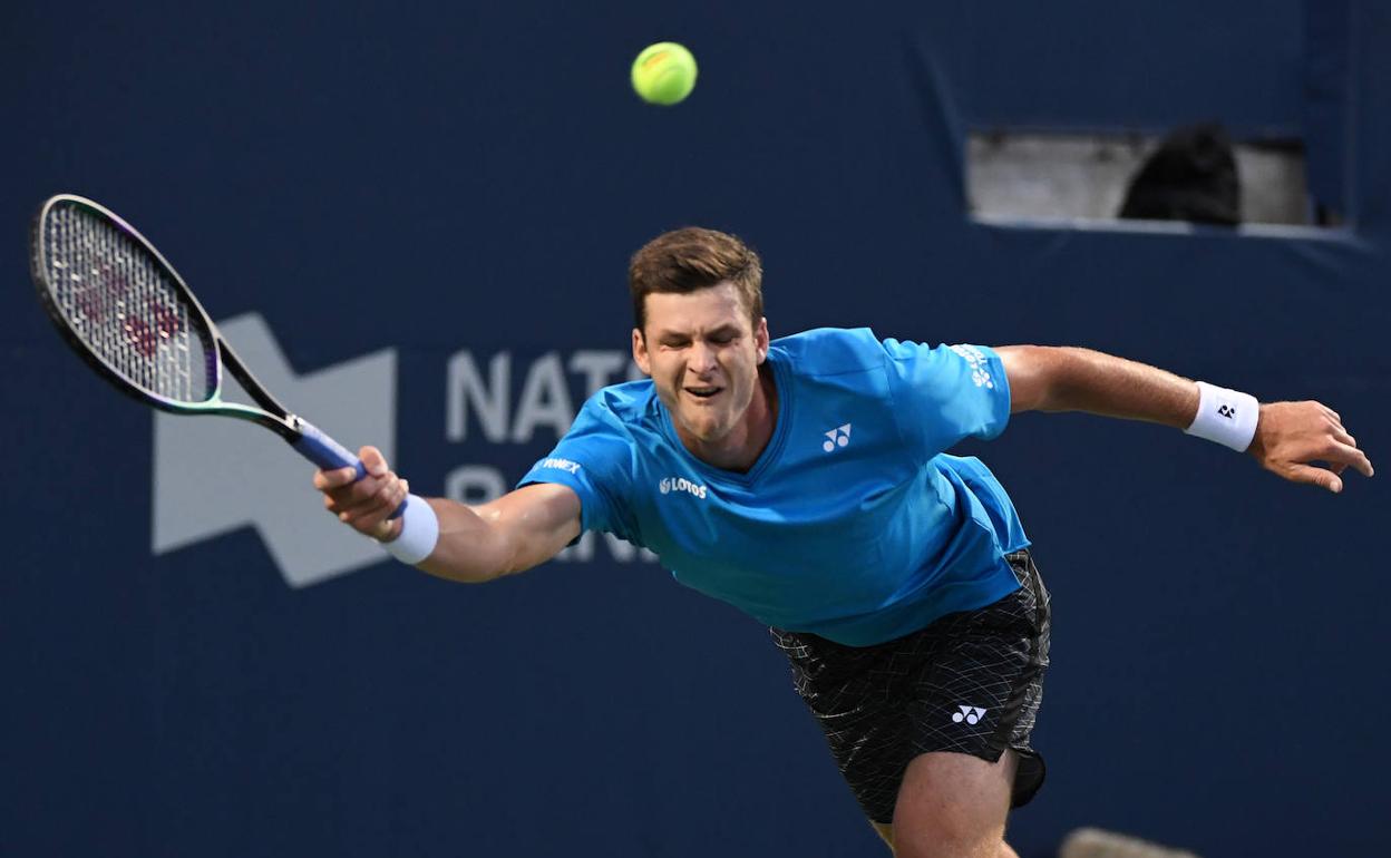 Hubert Hurkacz, este viernes en su derrota ante Medvedev en los cuartos de final de Toronto. 