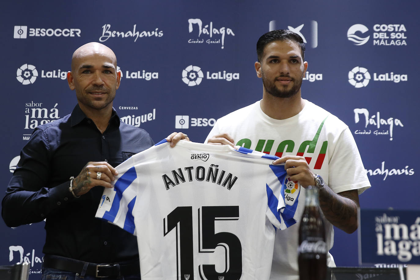 os nuevos fichajes del Málaga, Antoñín, Víctor Gómez y Sekou Gassama.