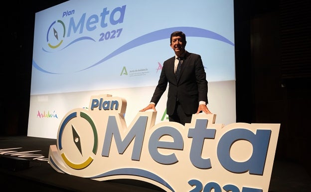 Juan Marín, este jueves, en la presentación del Plan General de Turismo de Andalucía 2027, realizada en el Palacio de Ferias. 