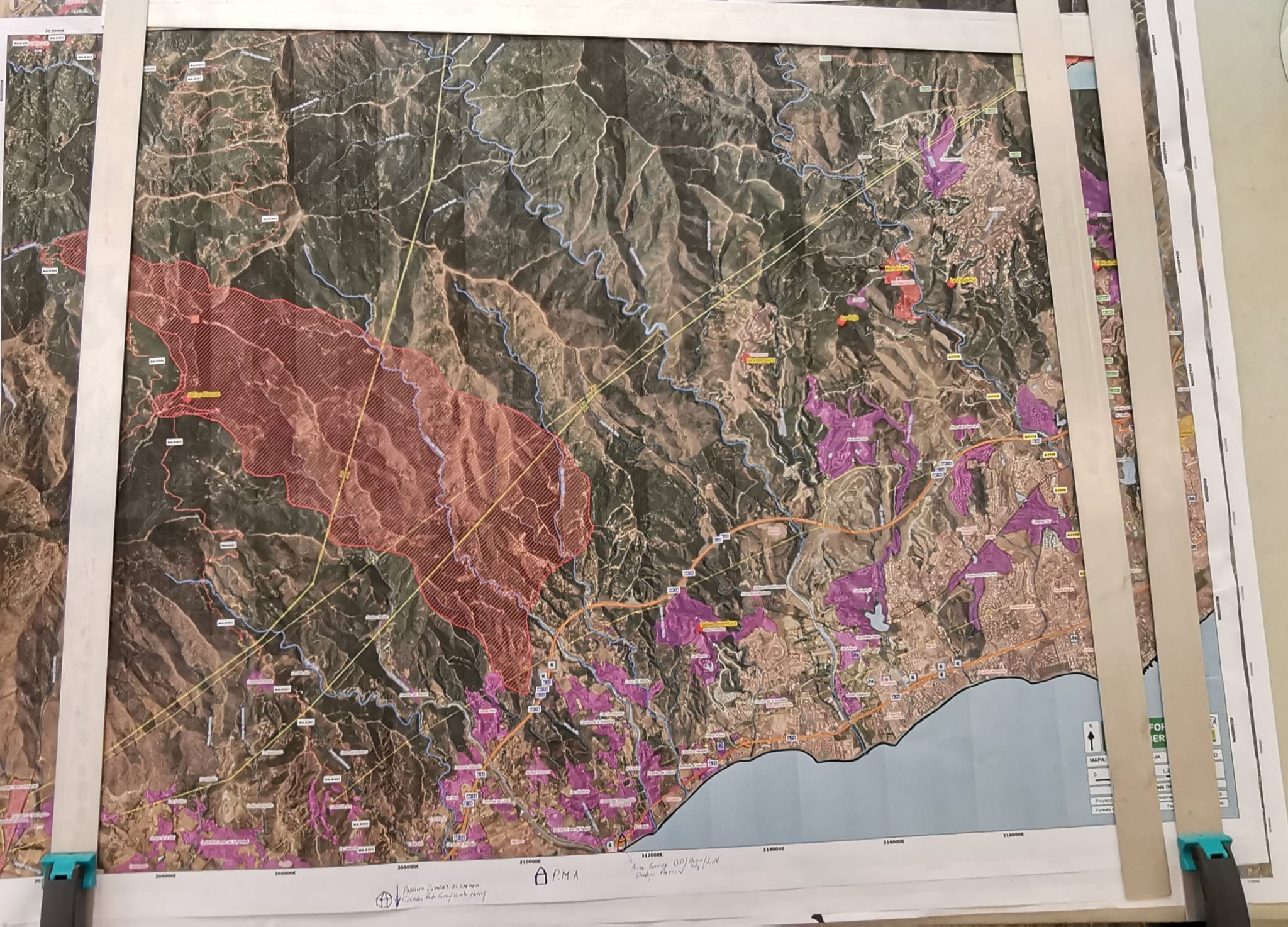 Mapa de la zona afectada por las llamas.