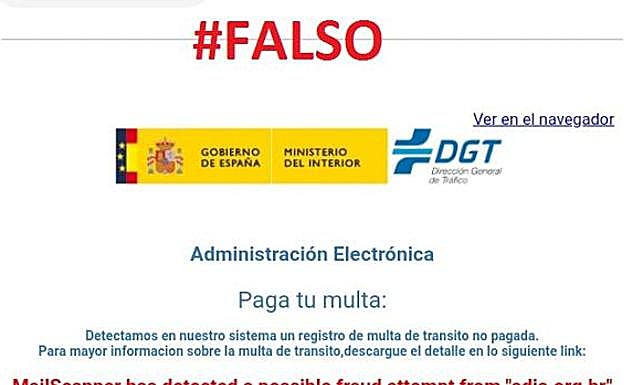 La DGT avisa: Nunca comunica sus multas por correo electrónico