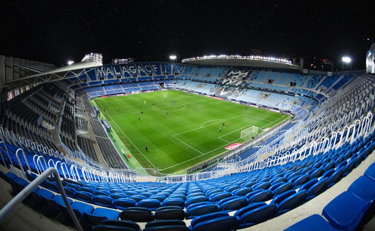 Panorámica del estadio de La Rosaleda.