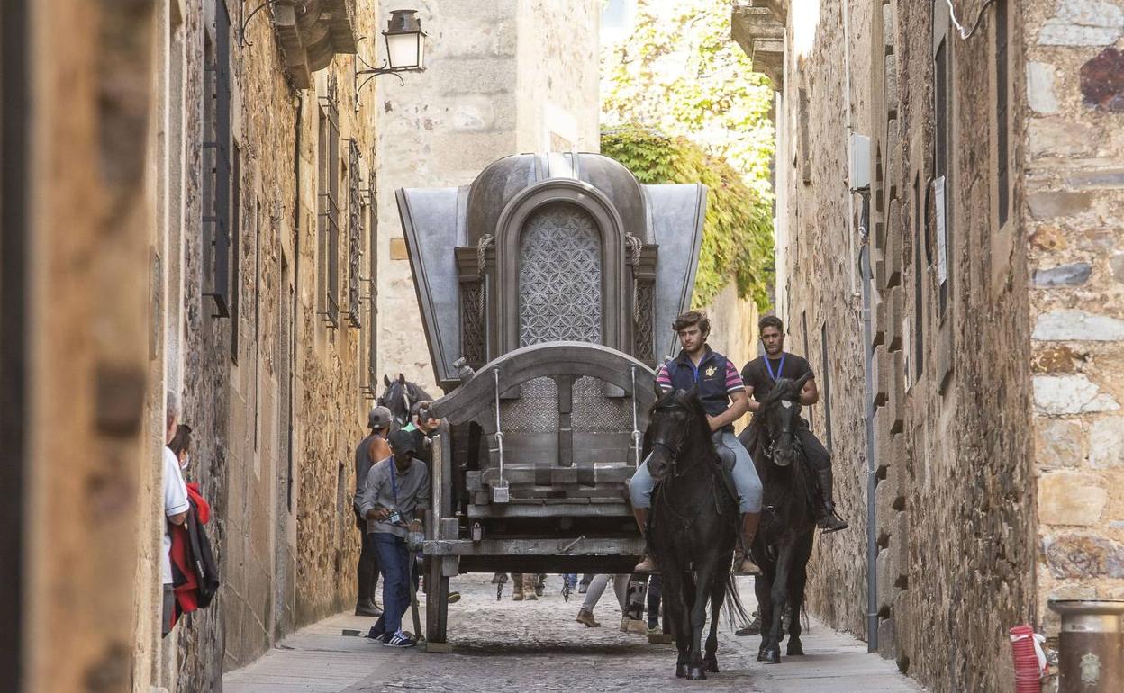 Imagen del rodaje en Cáceres de 'La casa del dragón'. 