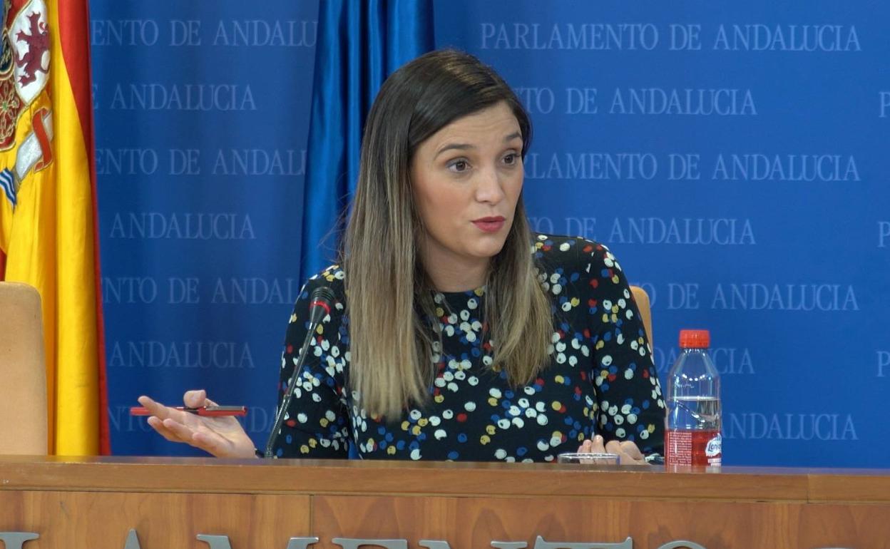 La portavoz adjunta del PSOE, María Márquez, en su comparecencia de este miércoles.