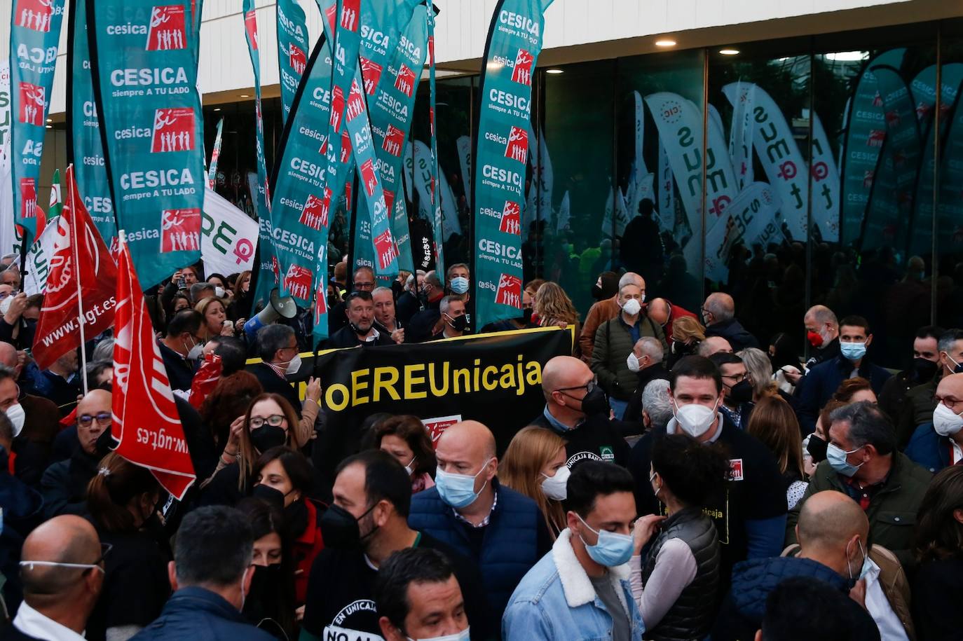 Manifestación en Málaga contra el ERE de Unicaja. 